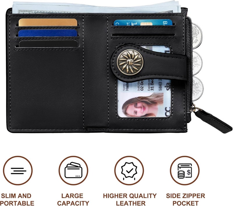 Tipmile Small Wallet Women Bifold RFID Blocking Card Holder Leather Wallets with Zipper Coin Pocket - Image 4